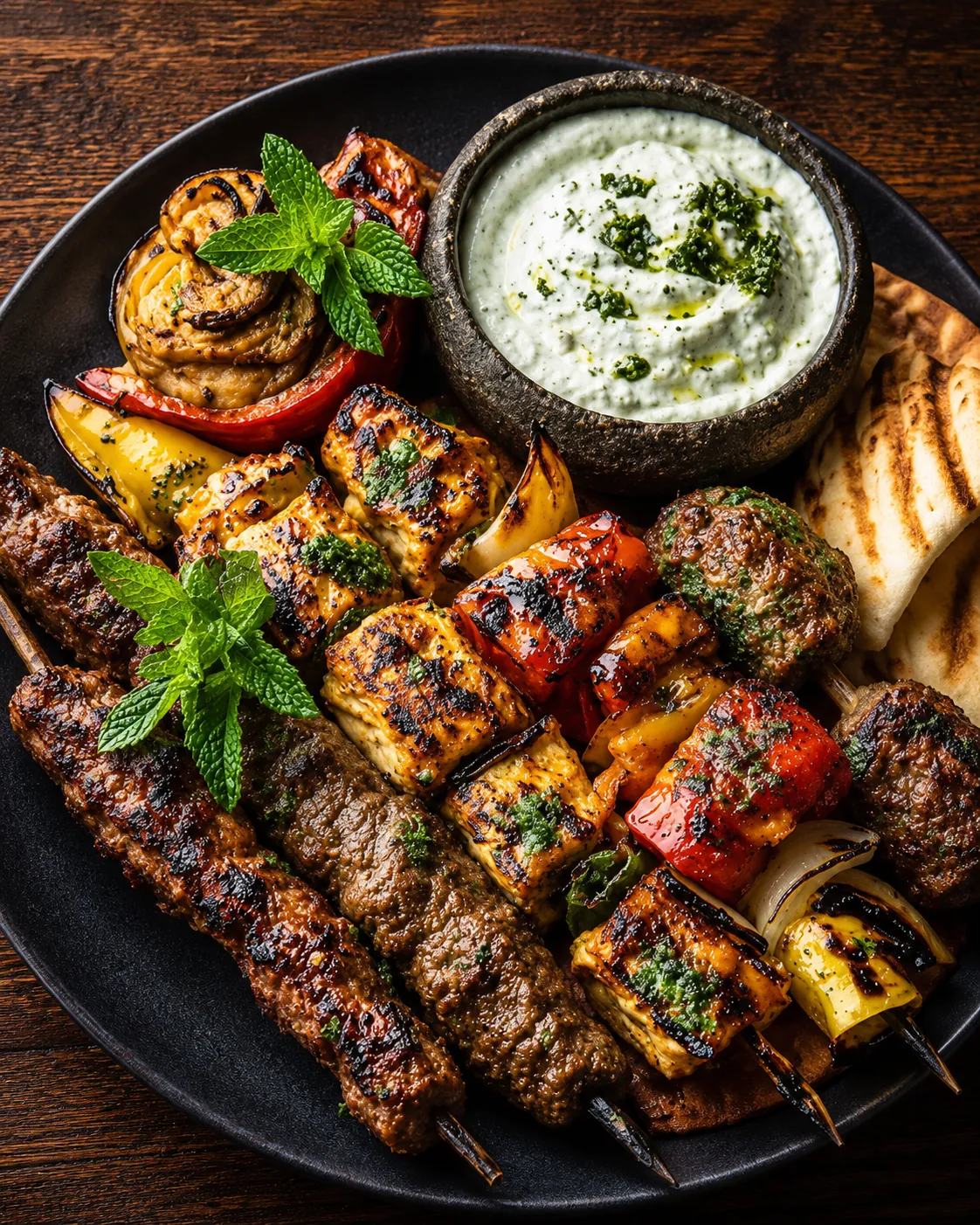 Mixed grilled meats platter with shawarma and sides at Dooly's London Ontario